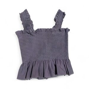 Hill House Aubergine Ruffled Smocked Cottagecore Top Size Medium